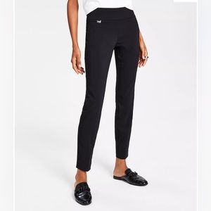 Set of 2 Alfani Petite Tummy-Control Pull-On Skinny Pants, Petite 0P Deep black